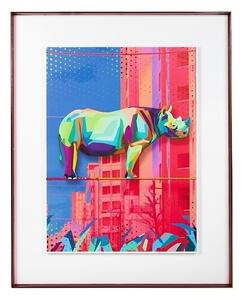 King Home Rhino in the City Pop Art 3D Fali Kép Kék-Rózsaszín