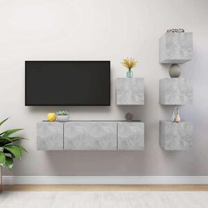 VidaXL 6 részes betonszürke szerelt fa TV-szekrényszett