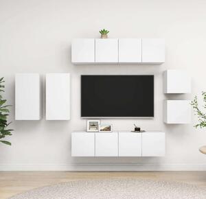 VidaXL Fehér Falra Szerelhető TV Szekrény Szett - 8 Rész