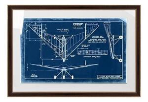 King Home Mechanical Moth Vintage Műszaki Tervrajz Kép Barna Keretben