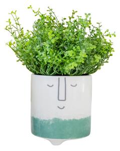 Happy Face fehér-zöld kerámia virágcserép - Kitchen Craft