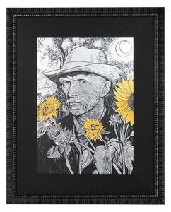 King Home Van Sunflower Művészi Nyomat Fekete Keretben