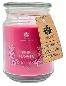 Arome Pink flower gyertya üvegben, 510 g