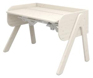 WOODY Állítható magasságú asztal, dönthető asztallappal, fehér pácolt színben