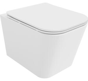 Mexen Teo, falra akasztható wc csésze 510x345x340 mm, Perem nélküli Tornado + duroplast wc ülőke, fényes fehér, 30850600T