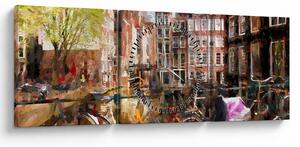 Kép - Amszterdam, festészet (órával) (90x30 cm)