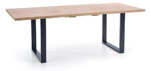 Asztal Houston 705, Wotan tölgy, Fekete, 74x85x135cm, Hosszabbíthatóság, Laminált forgácslap, Fém
