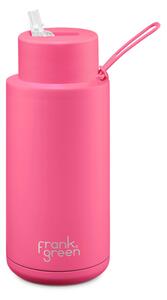 Frank Green CERAMIC BOTTLE neon pink termosz fém szívószálas sport kupakkal