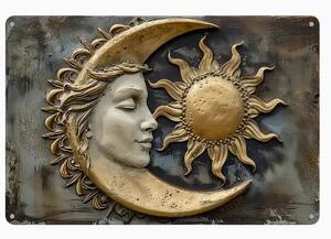Nap és Hold mintájú Fém Faldekoráció Beltérre és Kültérre