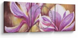 Kép - Magnólia virágok (órával) (90x30 cm)