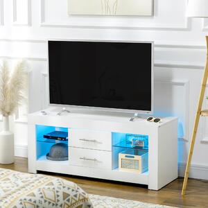 RGB LED TV komód – 55”, Üvegpolcok és távirányító, 12 szín