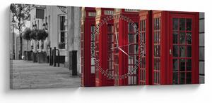 Kép - Londoni telefonfülkék (órával) (90x30 cm)