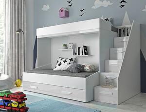Derry gyerek emeletes ágy, tárolóval - fehér