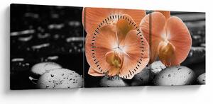 Kép - Narancssárga orchideák (órával) (90x30 cm)