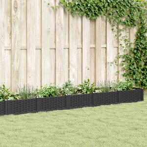 VidaXL fekete PP kerti virágláda cövekekkel 362,5 x 42,5 x 28,5 cm