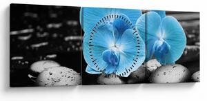 Kép - Kék orchidea (órával) (90x30 cm)