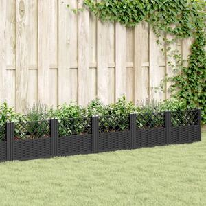 VidaXL fekete PP kerti virágláda cövekekkel 363,5x43,5x43,5 cm