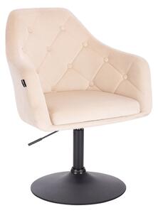 HR831N Krémszínű modern velúr szék fekete lábbal