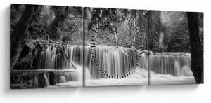 Kép - Fekete-fehér vízesés (órával) (90x30 cm)