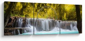 Kép - Vízesés, élénk színekkel (órával) (90x30 cm)