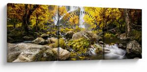 Kép - Vízesések őszi tájban, sárga (órával) (90x30 cm)