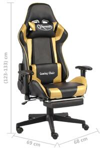 VidaXL műbőr PVC forgó Gamer szék lábtartóval #fekete-arany