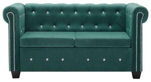 VidaXL zöld 2 személyes bársony Chesterfield kanapé 146 x 75 x 72 cm