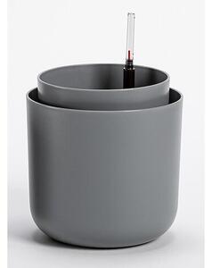 Plastia Tolita önöntöző virágtartó, szürke, átmérő: 19 cm