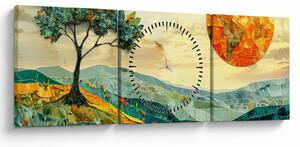 Kép - Tájkép illusztráció (órával) (90x30 cm)
