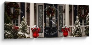 Kép - Karácsonyi díszítésű ház (órával) (90x30 cm)
