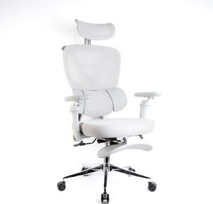 Ergonomikus irodai szék fejtámlával és lábtámaszsal, állítható, szürke, forgó, 150 kg teherbírás