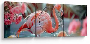 Kép - Flamingó a tóban (órával) (90x30 cm)