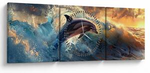 Kép - Delfin, illusztrációk (órával) (90x30 cm)