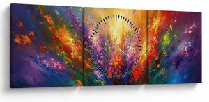 Kép - A virágok absztrakciója (órával) (90x30 cm)