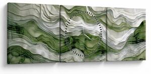 Kép - Zöld és fehér fodrok (órával) (90x30 cm)