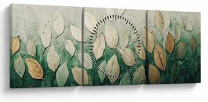 Kép - Arany-zöld levelek (órával) (90x30 cm)