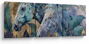Kép - Lovak arany háttérrel (órával) (90x30 cm)
