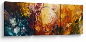 Kép - Absztrakt festmény a virágokról (órával) (90x30 cm)