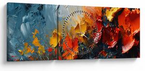 Kép - Virágok absztrakt festménye III. (órával) (90x30 cm)