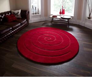 Spiral rubinvörös gyapjú szőnyeg, ⌀ 140 cm - Think Rugs