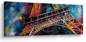 Kép - Az Eiffel-torony festménye II. (órával) (90x30 cm)