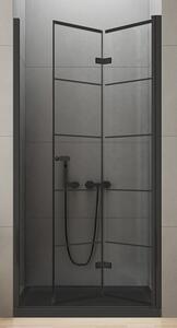 New Trendy New Soleo Black zuhanyajtók 90 cm összecsukható fekete félfényes/üveg mintával D-0284A