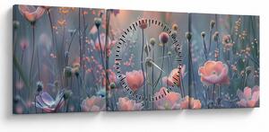 Kép - Virágok pasztell színekben (órával) (90x30 cm)