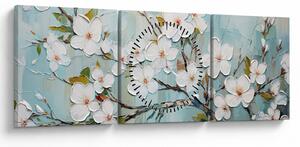 Kép - Festés, virágzó faágak (órával) (90x30 cm)