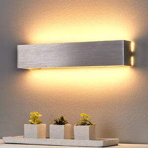 Lindby LED-es fali lámpa Ranik, 40 cm, alumínium színű, fém, Alu / szürke / cink, Folyosó, Alumínium, Modern