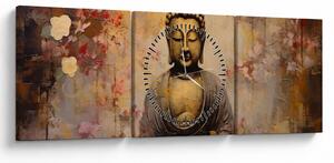 Kép - Buddha, festészet (órával) (90x30 cm)