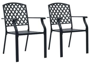 VidaXL 2 db fekete rakásolható acél kültéri szék
