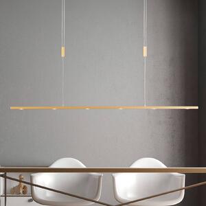 Quitani LED függő lámpa Tolu, hossza 119 cm, sárgaréz, dimmelhető, Sárgaréz / arany, Nappali / Étkező, Alumínium, Modern