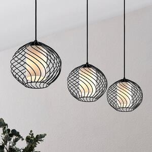 Lindby függőlámpa Cedrice, 3-lámpás, fekete, fém, E27, dimmelhető, Fekete, Nappali / Étkező, fém, Vintage