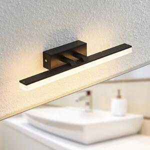 Lucande LED fali lámpa Lisana, vízszintes, 46 cm, IP44, Fekete, Fürdőszoba, fém, Modern